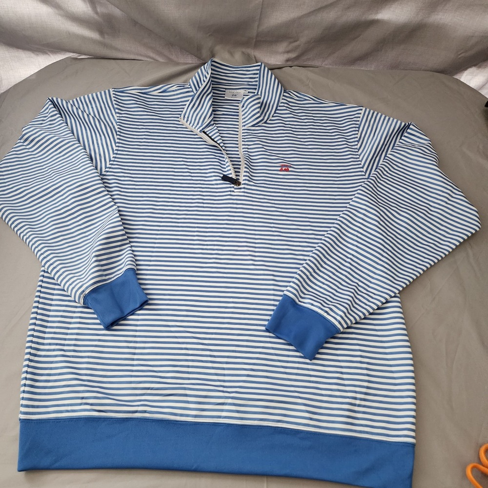 Bald Head Blues 1/4 Zip Mens XL Striped Performance‎ Pullover LS EUC Golf Casual